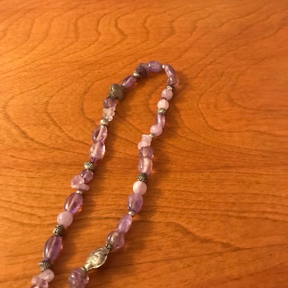 Vintage Amethyst Necklace w/ Silver Colored Accent - Picture 7 of 7